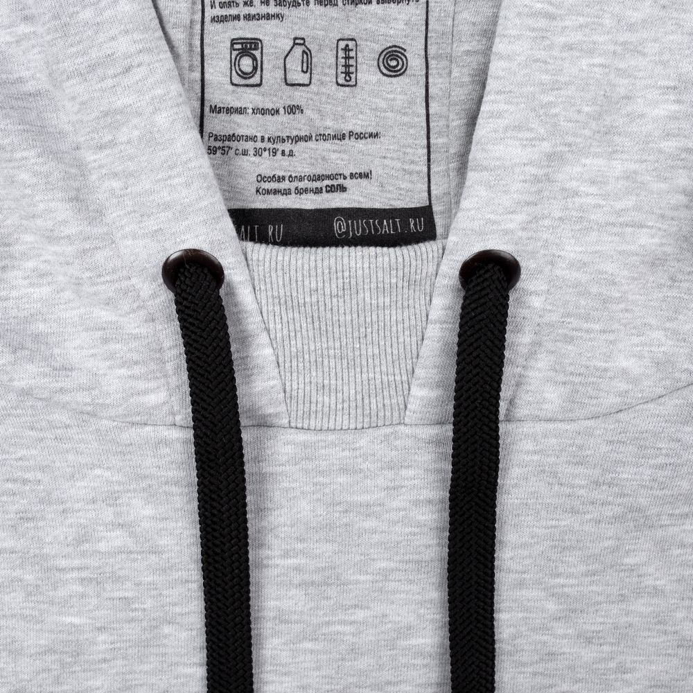 Худи оверсайз «Чистая соль», серый меланж — изображение 6
