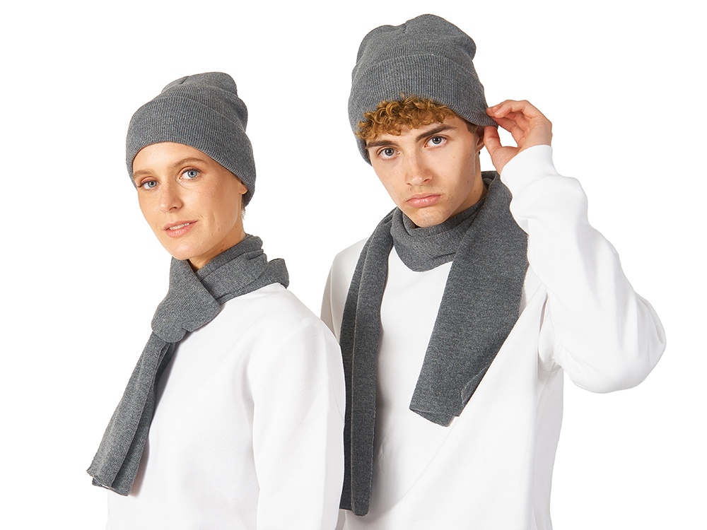 Подарочный набор с варежками, шарфом и термосом, серый — изображение 6