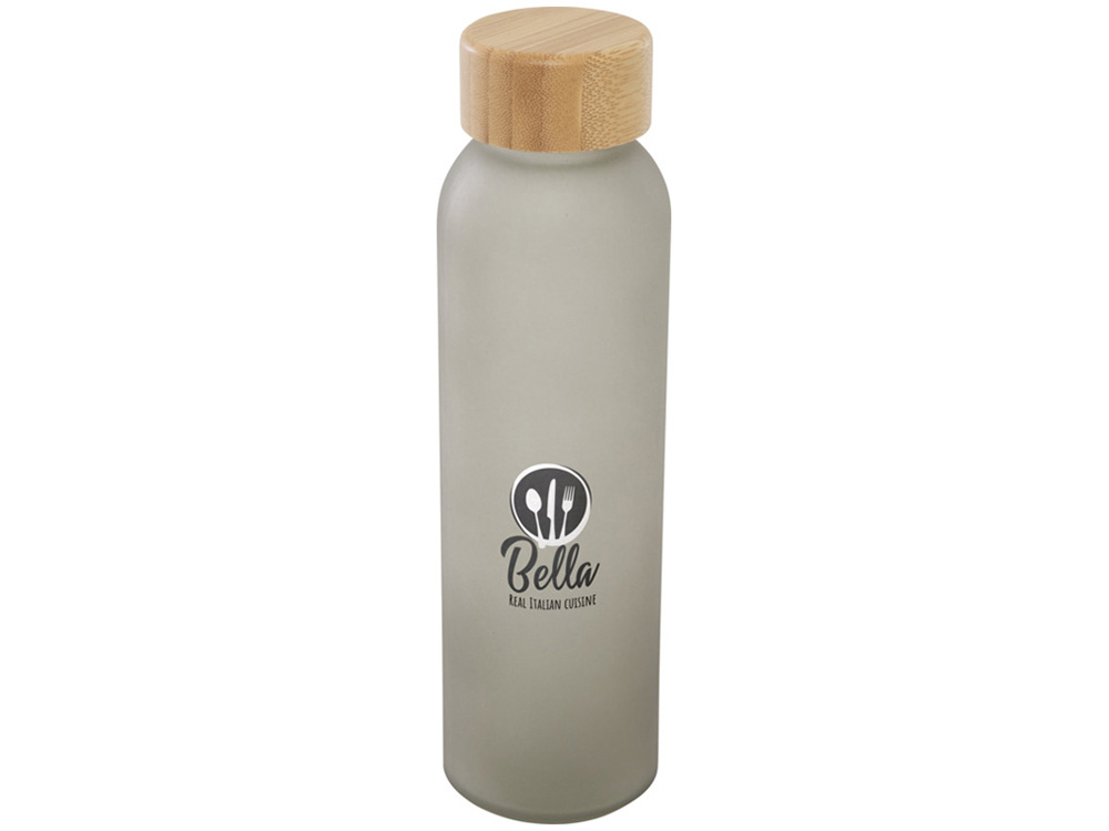 Lume бутылка из матового содово-известкового стекла объемом 500 мл с бамбуковой крышкой - Серый — изображение 5