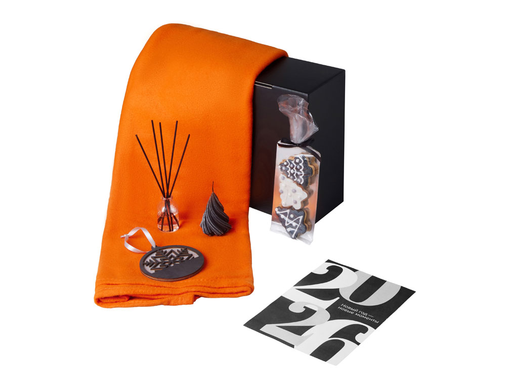 Подарочный набор с пледом, свечой и диффузором, оранжевый — изображение 2