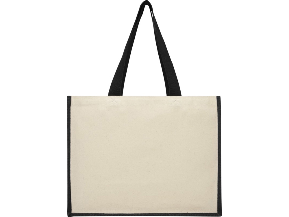 Сумка-тоут Varai для покупок из холщового хлопка и джута (плотность 320 г/м2), черный — изображение 2