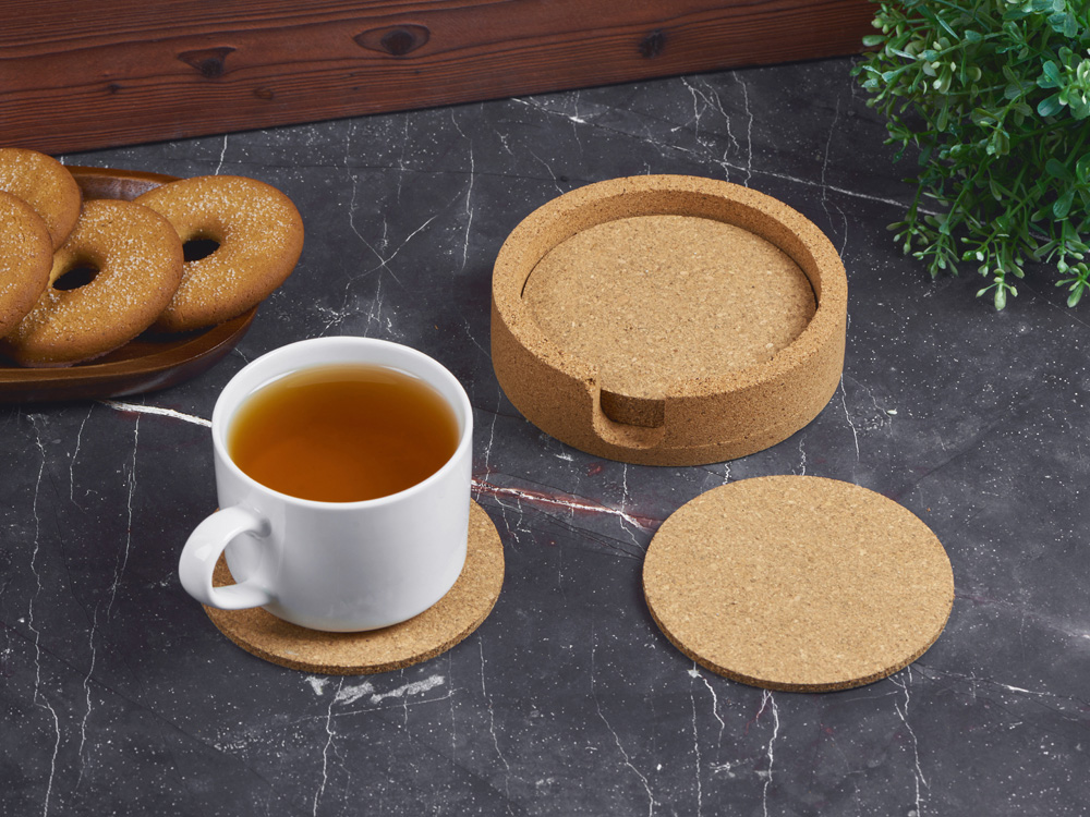 Набор костеров из пробки на подставке из пробки Krock — изображение 9