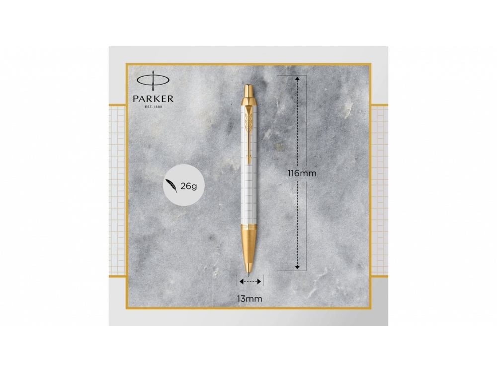 Шариковая ручка Parker IM Premium K318 Pearl GT, стержень: M, цвет чернил: blue, в подарочной упаковке. — изображение 4