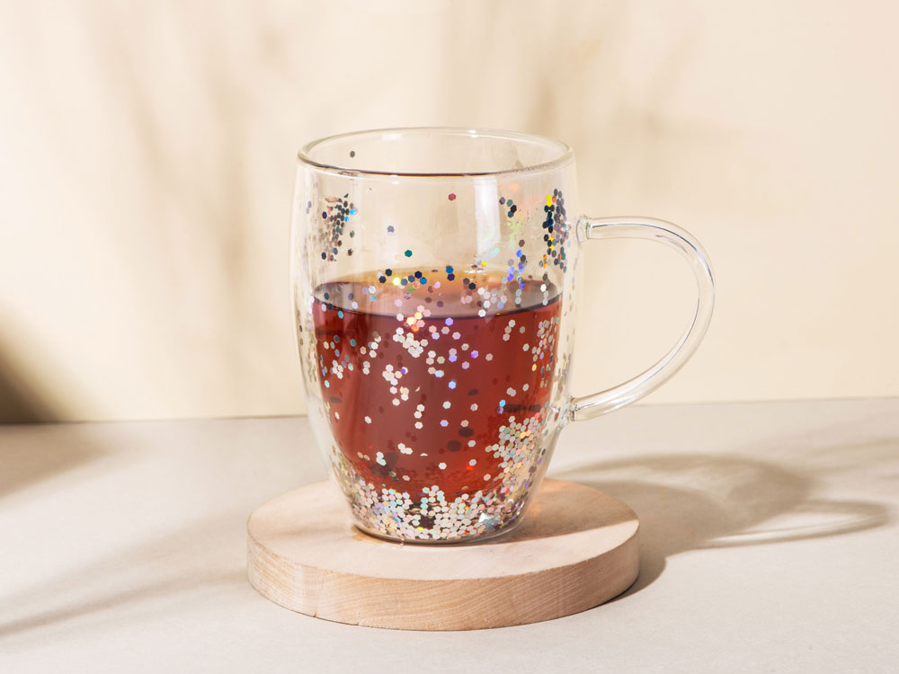 Кружка с двойными стенками с блестками, 360 мл, серебристый — изображение 5