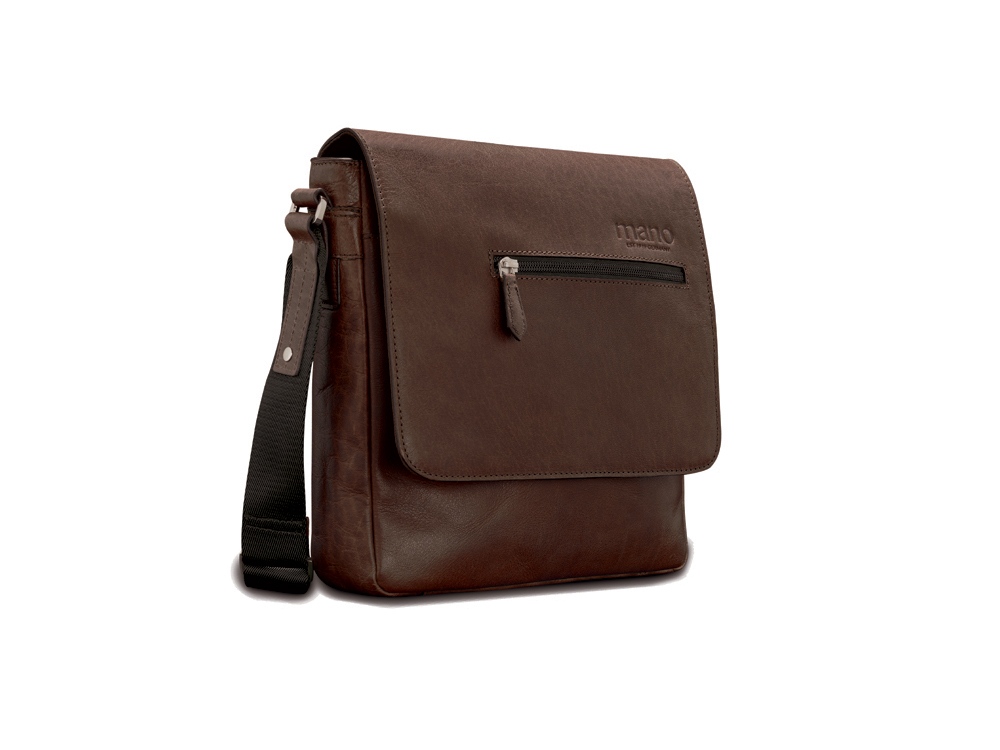 Сумка через плечо Mano Don Valentino, натуральная кожа в коричневом цвете, 25 х 27 х 7 см — изображение 3