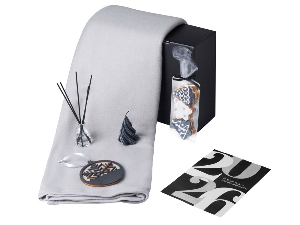 Подарочный набор с пледом, свечой и диффузором, серый — изображение 2