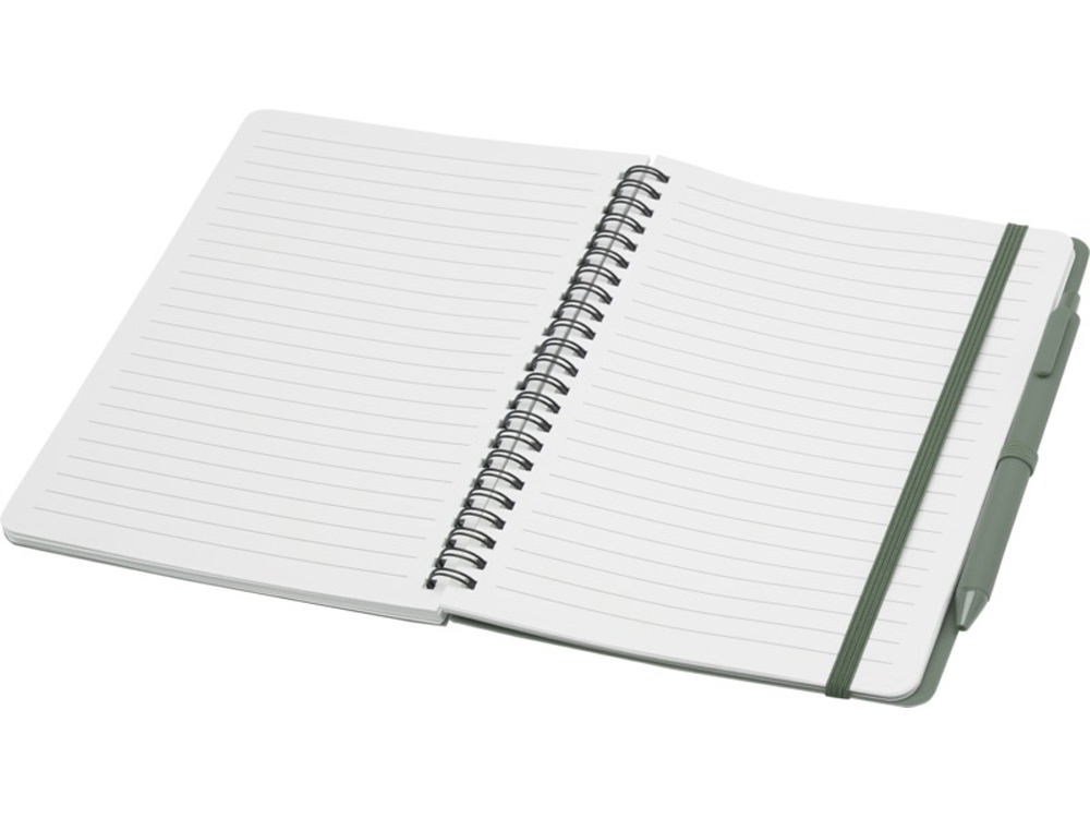 Блокнот Thalaasa формата А5 в твердой обложке из океанического пластика с шариковой ручкой - Зеленый яркий — изображение 4