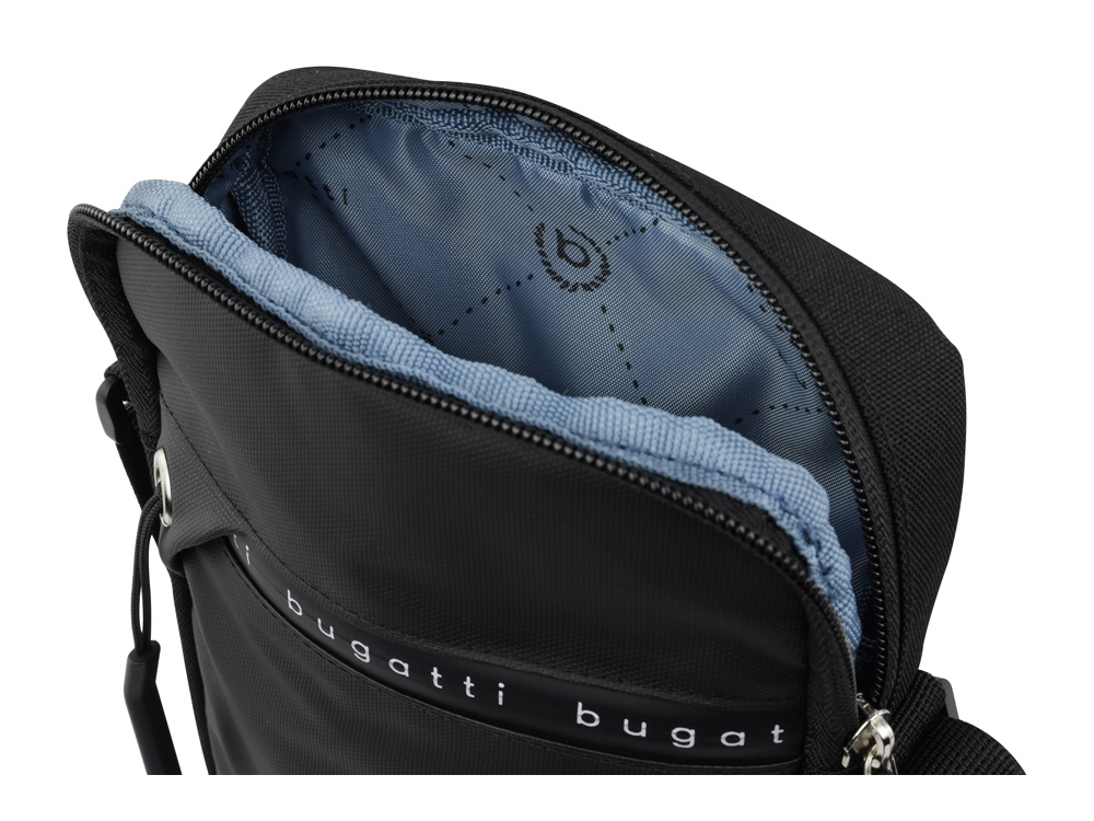 Сумка через плечо BUGATTI Blanc Delight, чёрная, нейлон RPET600D/тарпаулин/полиэстер, 16х4х23 см — изображение 3
