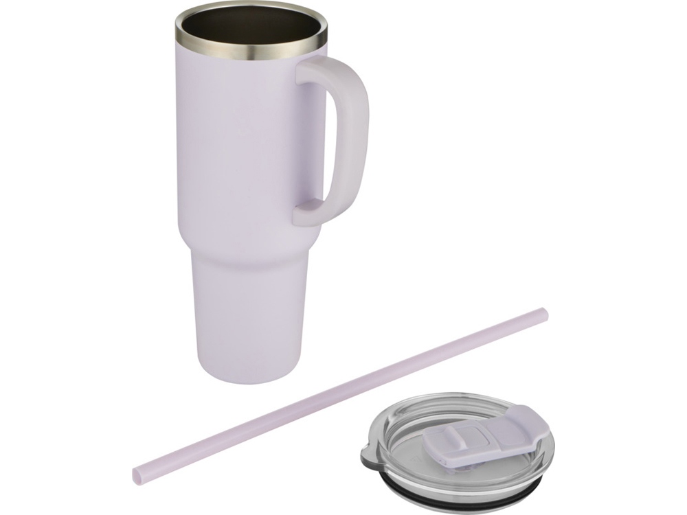 Sydney медная кружка с двойными стенками, сертифицированная согласно RCS, с вакуумной изоляцией и соломинкой, 1200 мл - Пурпурный — изображение 3