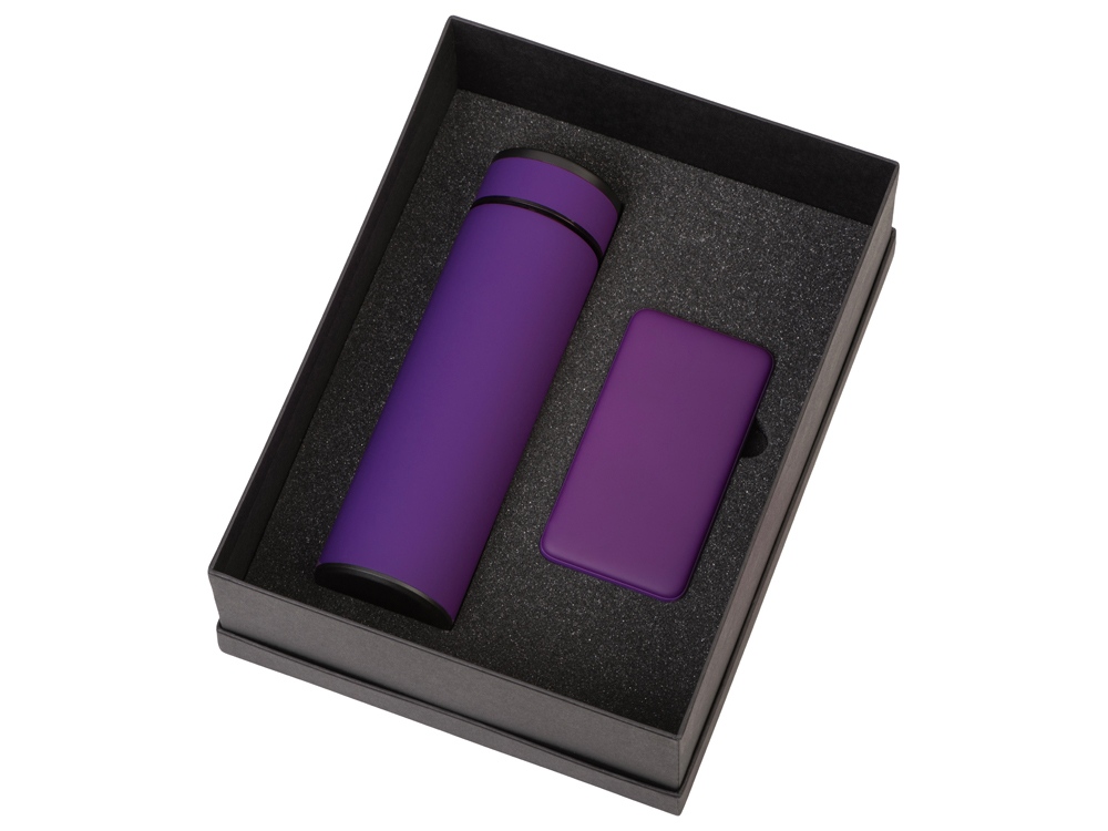 Подарочный набор с термосом и повербанком С1, фиолетовый — изображение 2