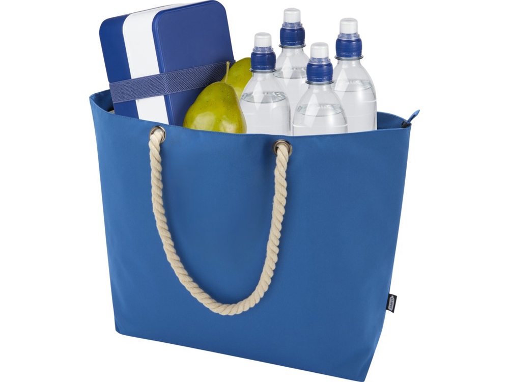 Panama пляжная эко-сумка-холодильник из переработанного материала, с ручками-шнурками 23L, ярко-синий — изображение 5
