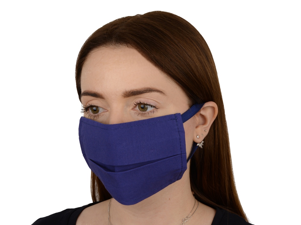 Маска для лица многоразовая из хлопка, синий — изображение 6
