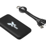 Набор из внешнего акуумулятора и универсального кабеля с подсветкой лого Reserve LED, 10000mAh, черный