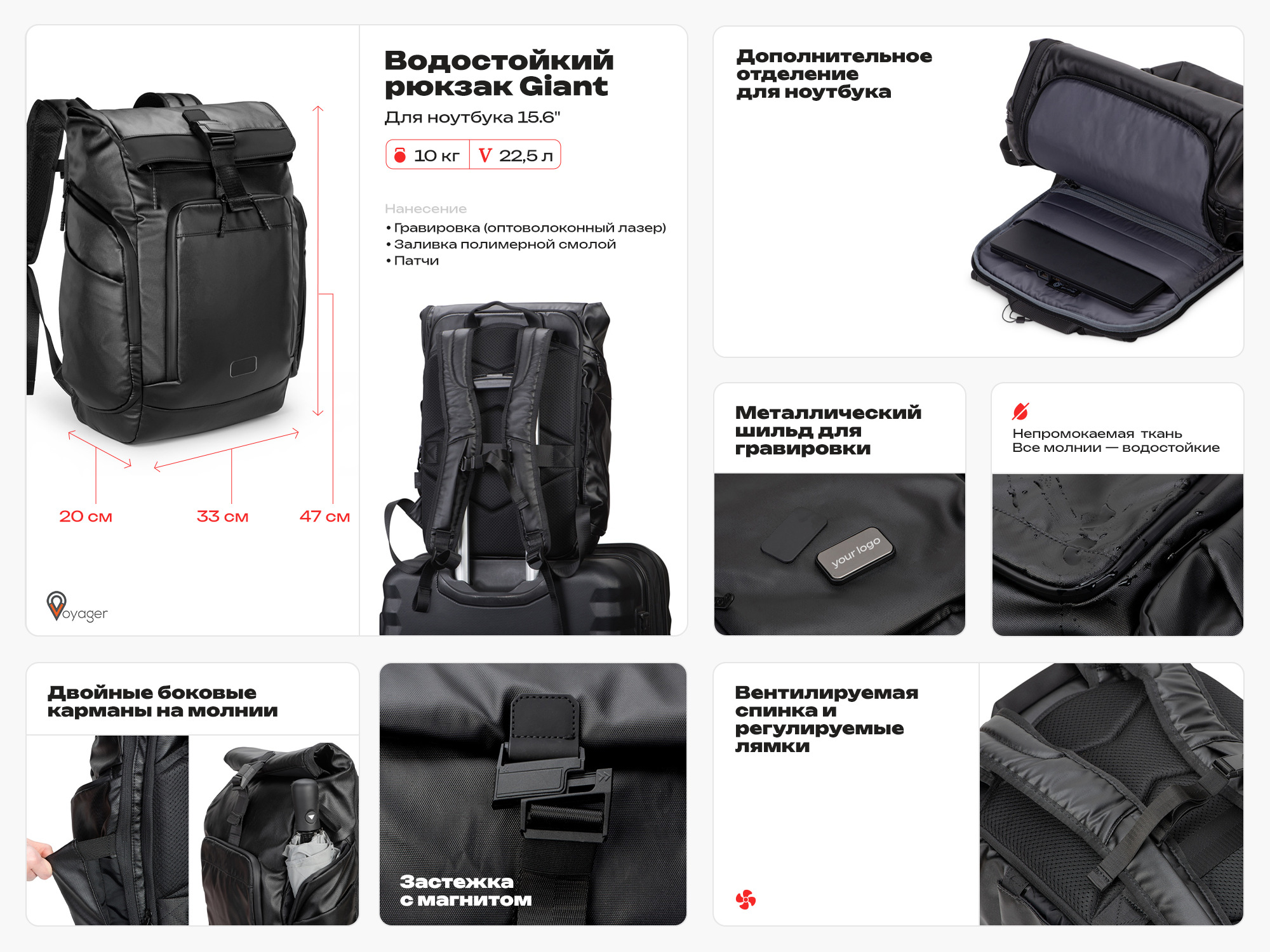 Рюкзак Giant для ноутбука 15.6, черный — изображение 2