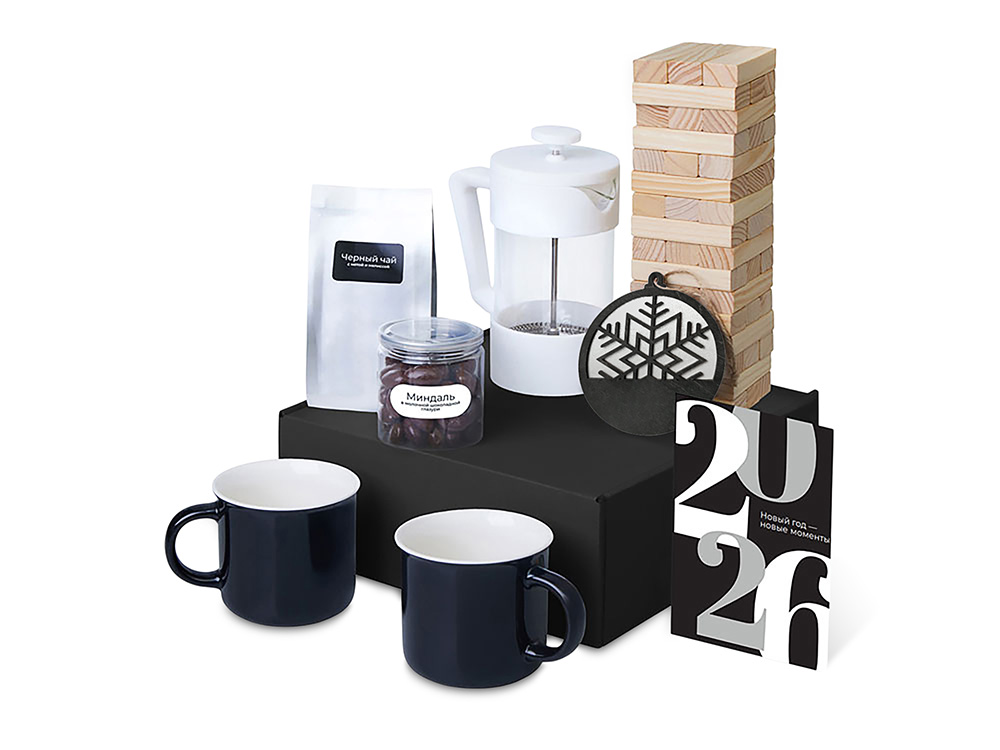 Подарочный набор c френчпрессом, кружками и чаем, белый — изображение 2