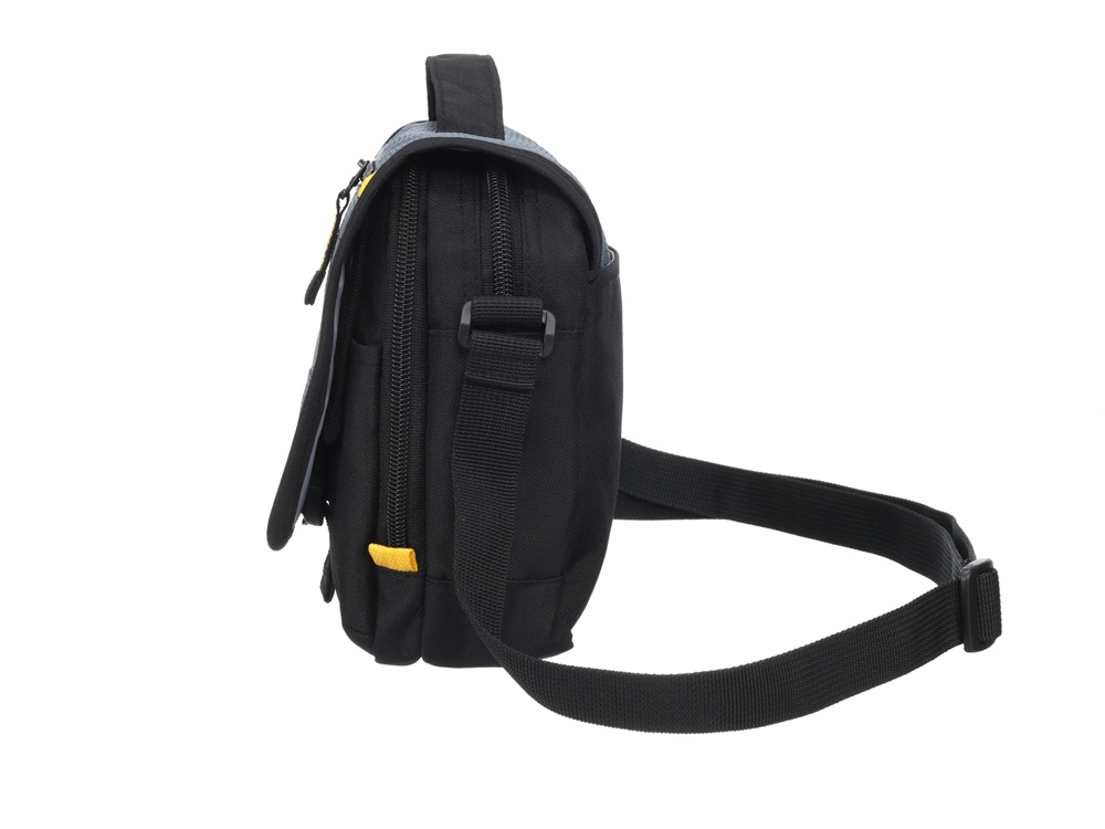 Сумка наплечная TORBER, черный/серый, полиэстер/добби, 15х5х22 см — изображение 3