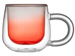 Кружка с двойными стенками с широкой ручкой и градиентным покрытием Fog, красный