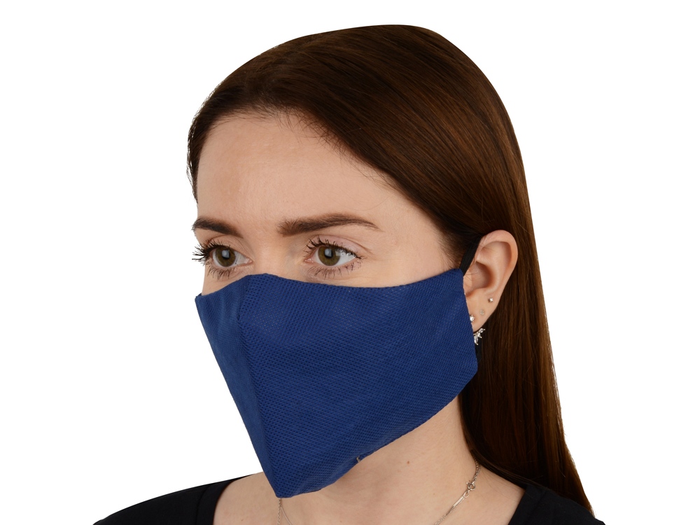 Маска для лица многоразовая из спанбонда, темно-синий — изображение 2
