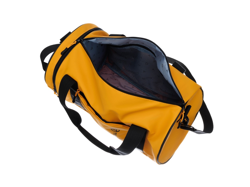 Сумка спортивная TORBER MOBI, желтая, полиэстер 900D с PU покрытием, 45 х 25 х 25 см — изображение 4