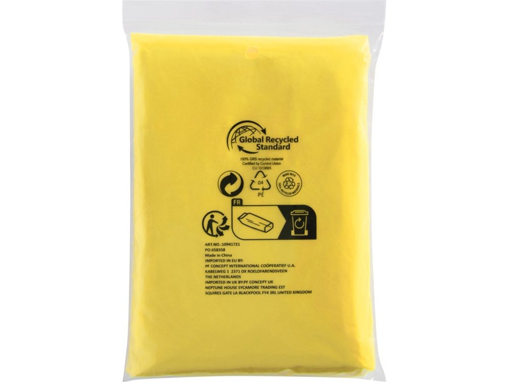 Одноразовый дождевик Mayan с чехлом для хранения из материалов, переработанных по стандарту GRS - Желтый — изображение 4