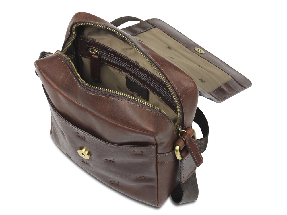 Сумка через плечо Mano Don Leon, натуральная кожа в коричневом цвете, 20 х 25 х 8 см — изображение 5