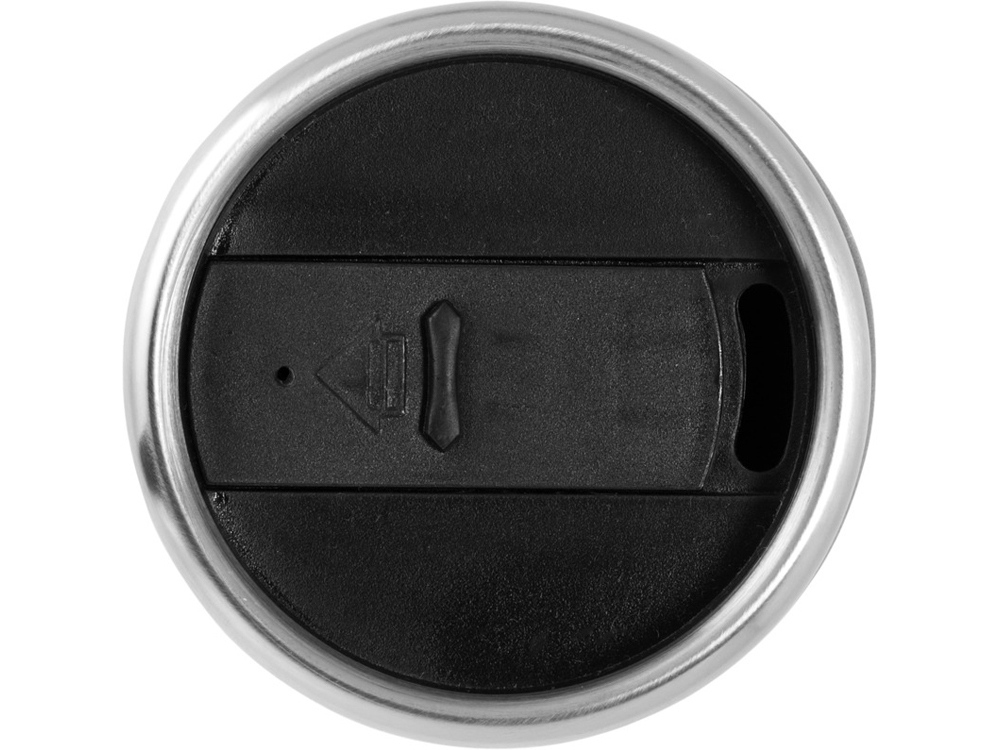 Термостакан Elwood из переработанной нержавеющей стали, 410 мл - Серебристый/Черный — изображение 3