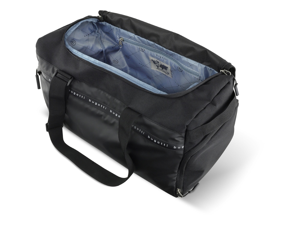 Сумка спортивная BUGATTI Blanc Delight, чёрная, нейлон RPET600D/тарпаулин/полиэстер, 47х23х28 см — изображение 4