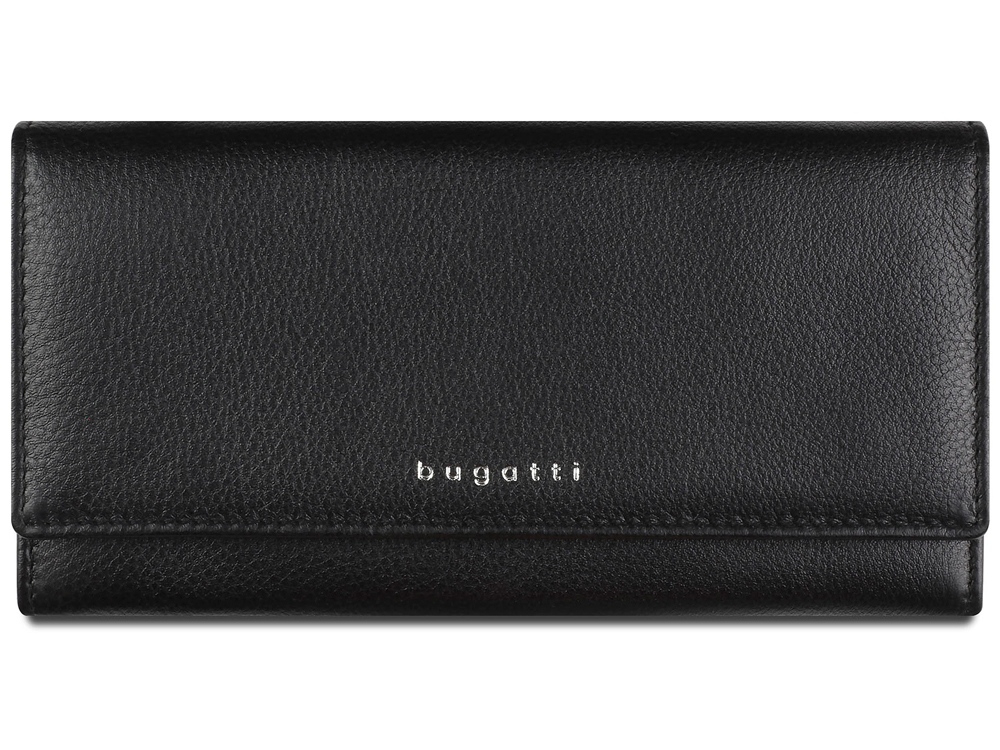Кошелёк женский BUGATTI Lady Top, чёрный, натуральная воловья кожа, 20х2,5х10,5 см — изображение 2