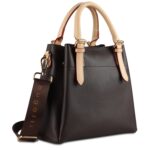 Сумка женская BUGATTI Ella, тёмно-коричневая, полиуретан, 27х12х23,5 см