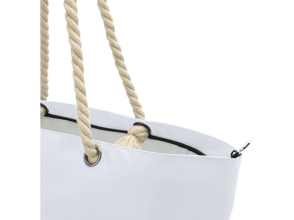 Panama пляжная эко-сумка-холодильник из переработанного материала, с ручками-шнурками 23L, белый — изображение 6