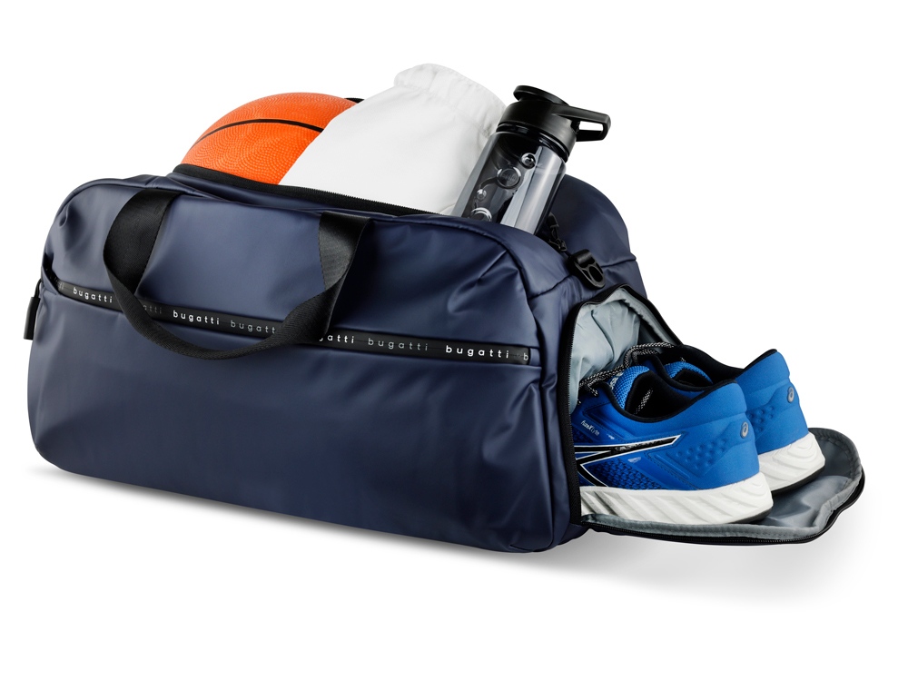 Сумка спортивная BUGATTI Blanc, синяя, тарпаулин/полиэстер, 52х26х27,5 см — изображение 5