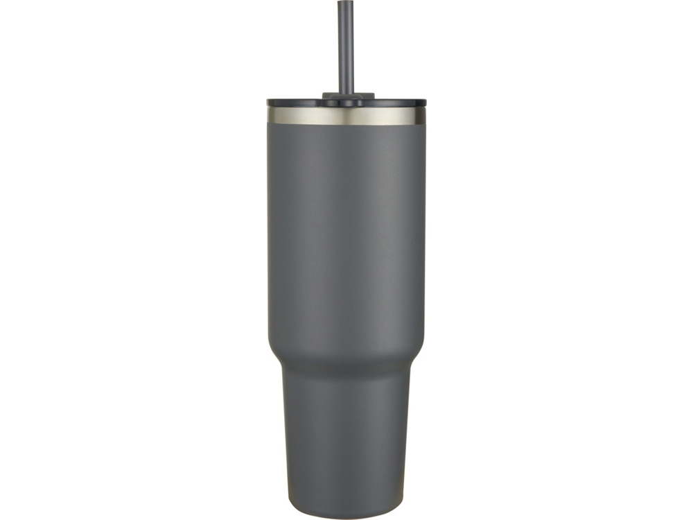 Sydney медная кружка с двойными стенками, сертифицированная согласно RCS, с вакуумной изоляцией и соломинкой, 1200 мл - Серый — изображение 2