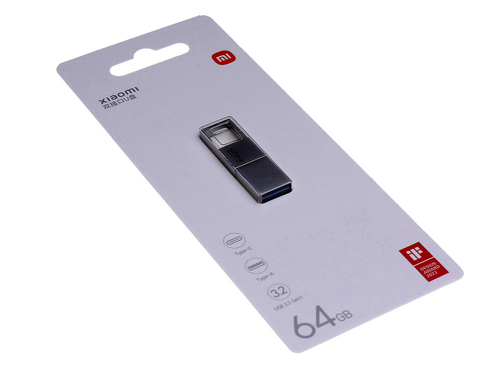 USB 3.0-флешка на 64 Гб с разъемами USB-A и Type-C, серебристый — изображение 9