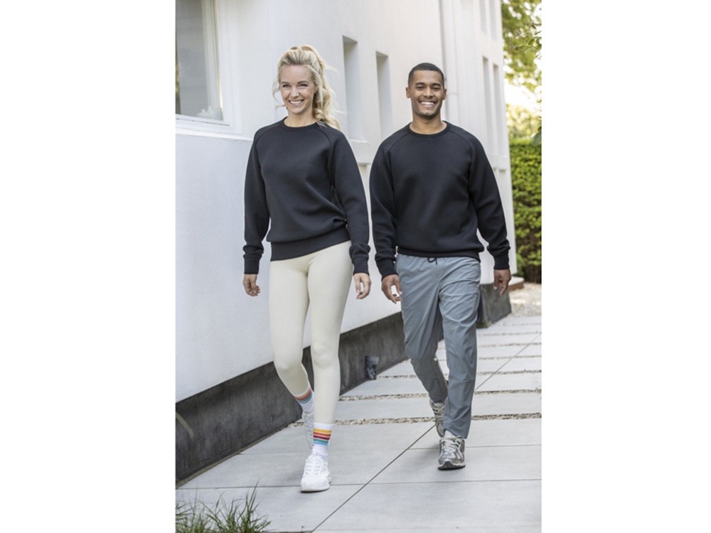 Yukon унисекс интерлок спортивный свитер с круглым вырезом - Сплошной черный — изображение 4