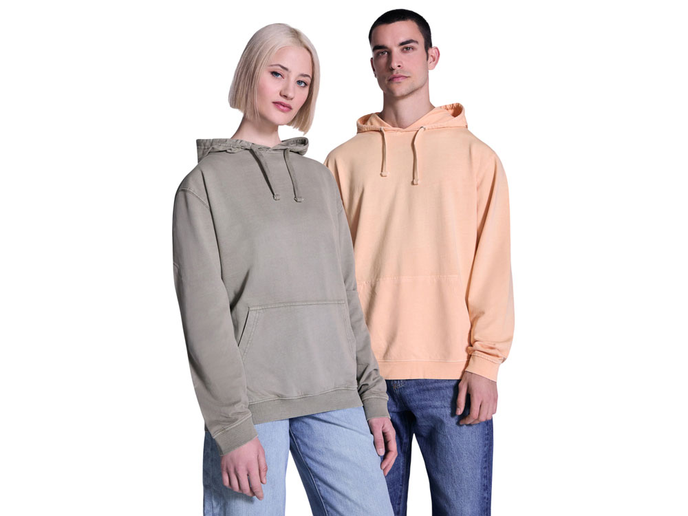 Толстовка с капюшоном KENIA унисекс, светло-абрикосовый выстиранный — изображение 8