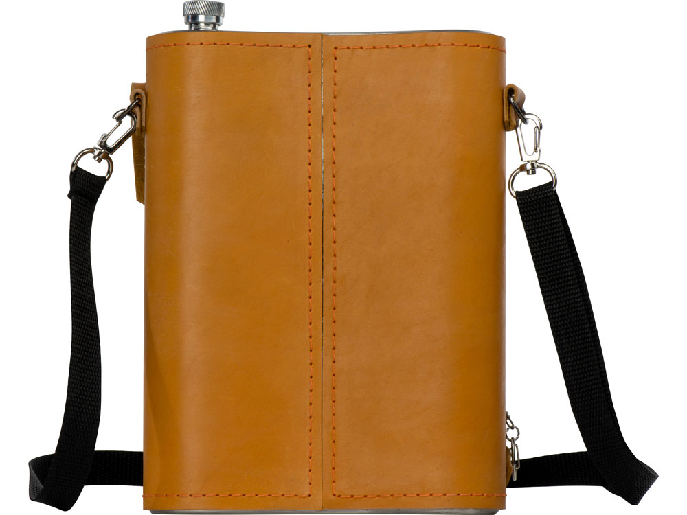 Набор Подарочный: фляга 511/2 (рыжая кожа), 2л+2 стаканчика+2 вилки — изображение 4