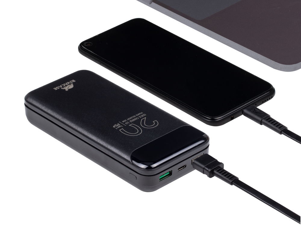 RIVACASE VA2582 (20 000mAh), QC/PD 22.5W внешний аккумулятор с дисплеем, черный /24 — изображение 14
