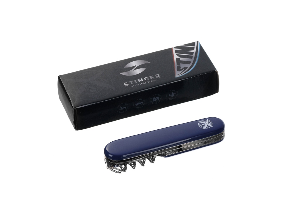 Нож перочинный Stinger, 90 мм, 11 функций, материал рукояти: АБС-пластик (синий) — изображение 9