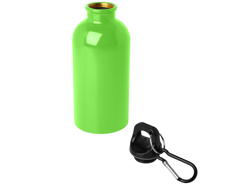 Одностенная бутылка для воды с карабином Oregon, изготовленная из нержавеющей стали, сертифицированной по стандарту RCS, объемом 400 мл - Зеленое яблоко — изображение 3
