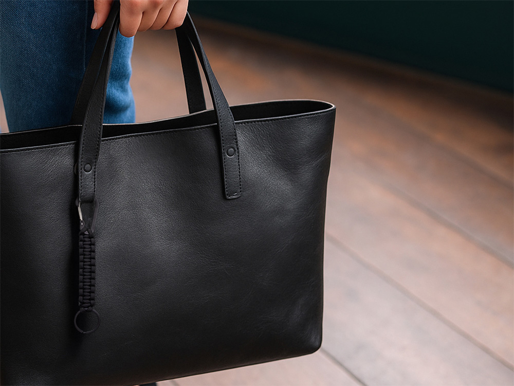 Брелок-веревочка Austere с карабином и кольцом, черный — изображение 3