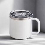 Кружка стальная Alaska с крышкой слайдером, powder coating, белый (Р)
