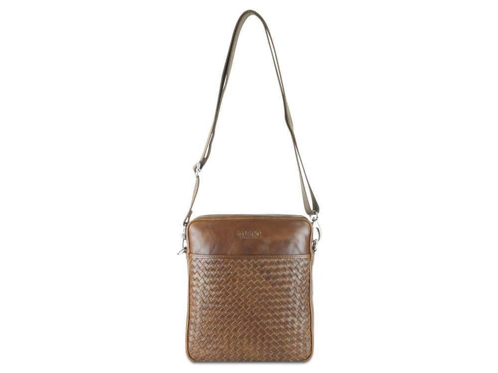 Сумка через плечо Mano Don Luca, натуральная кожа в коньячном цвете, 23 х 26,5 х 4,5 см — изображение 8