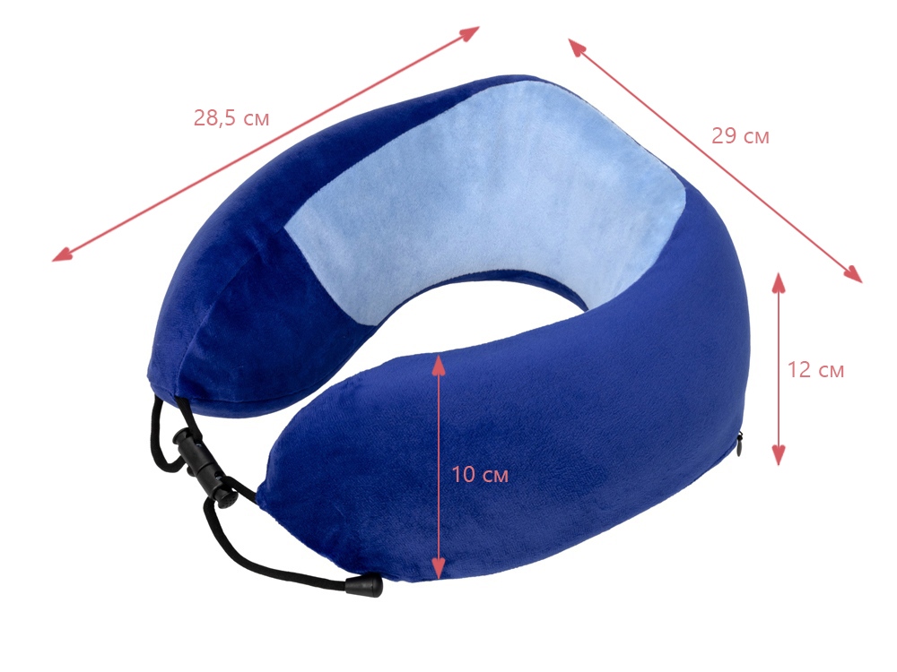 Подушка TORBER, дорожная, с эффектом памяти, синяя, полиэстер+спандекс — изображение 6