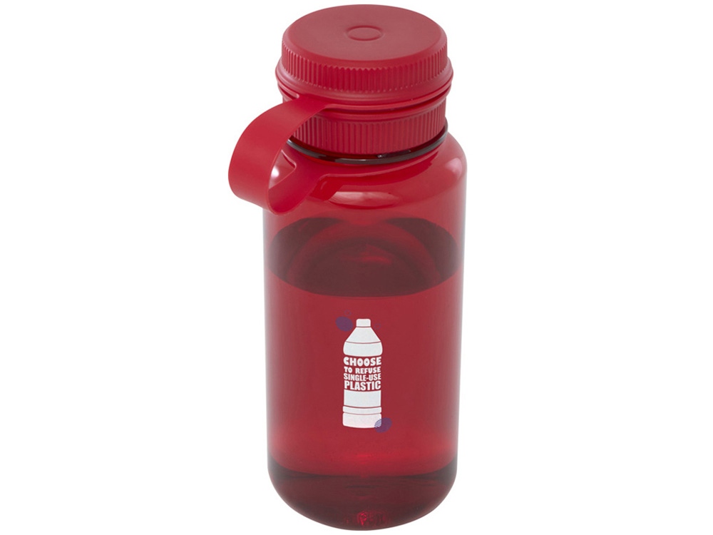 Спортивная бутылка Ryder из переработанного ПЭТ-пластика объемом 900 мл с многофункциональной крышкой, сертифицированная RCS - Красный — изображение 6