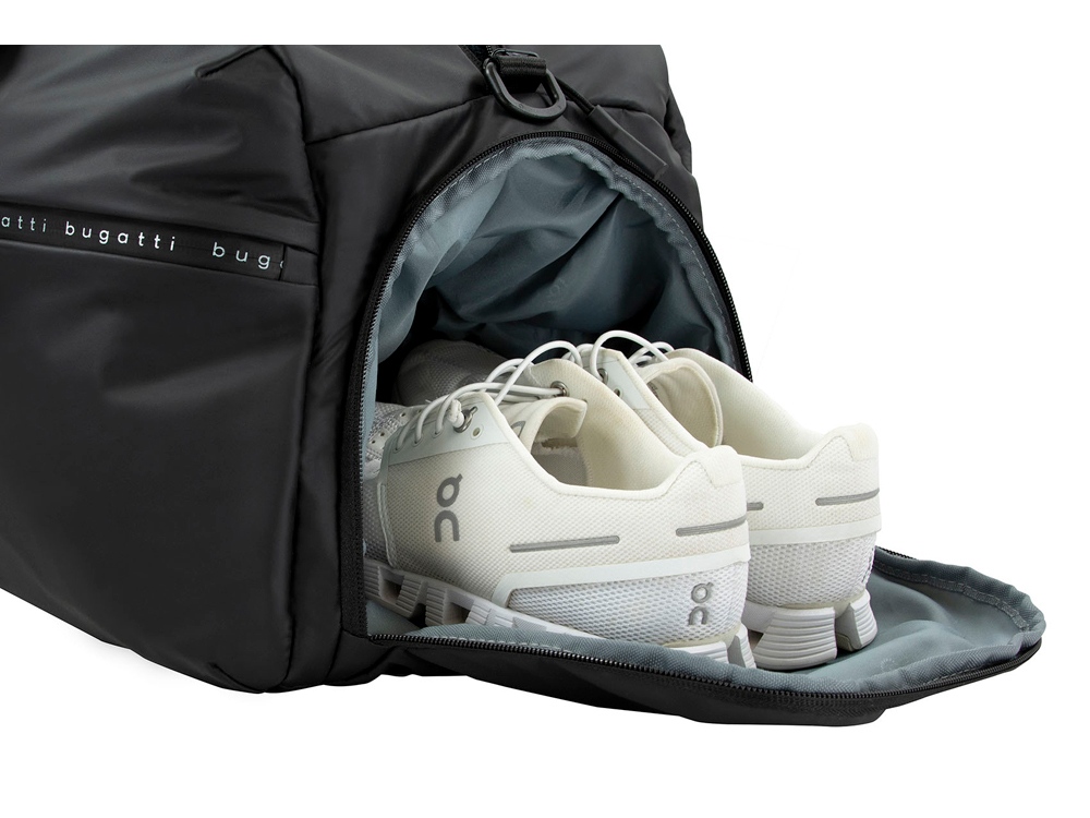 Сумка спортивная BUGATTI Blanc, чёрная, тарпаулин/полиэстер, 52х26х27,5 см — изображение 6