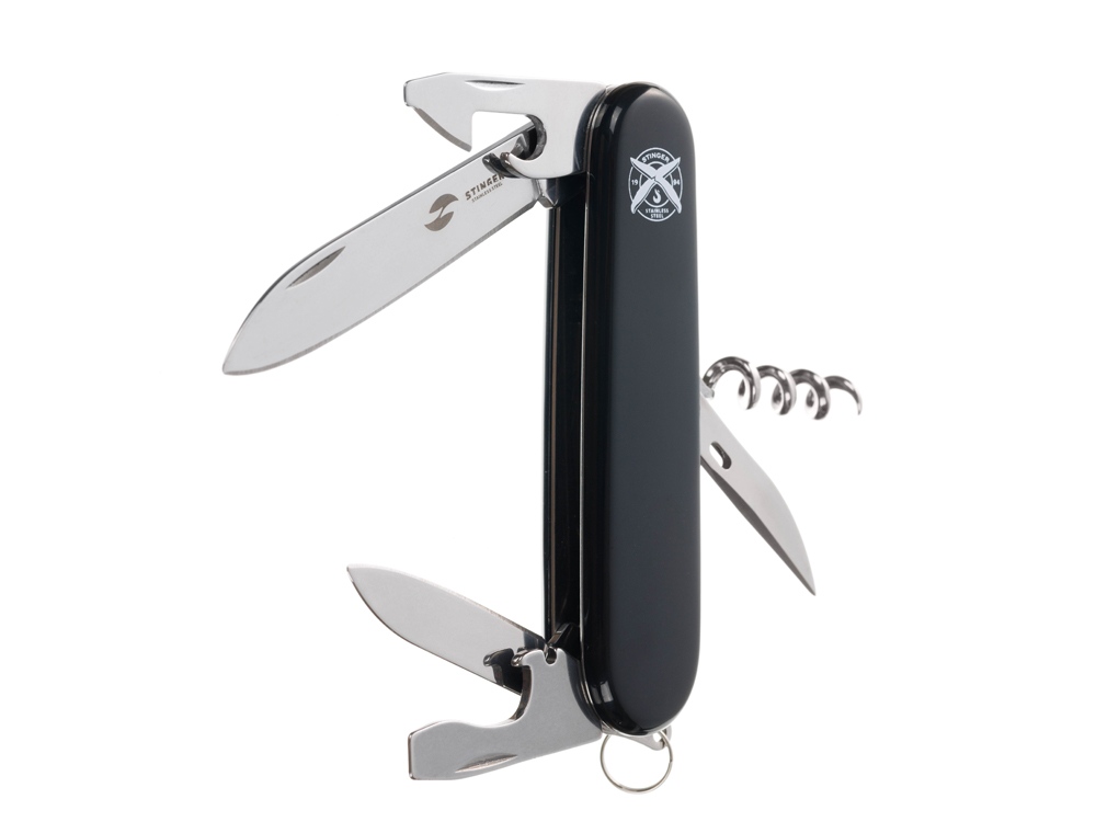 Нож перочинный Stinger, 90 мм, 11 функций, материал рукояти: АБС-пластик (черный) — изображение 3