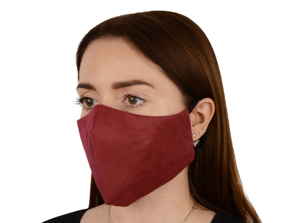 Маска для лица многоразовая из спанбонда, бордовый — изображение 2