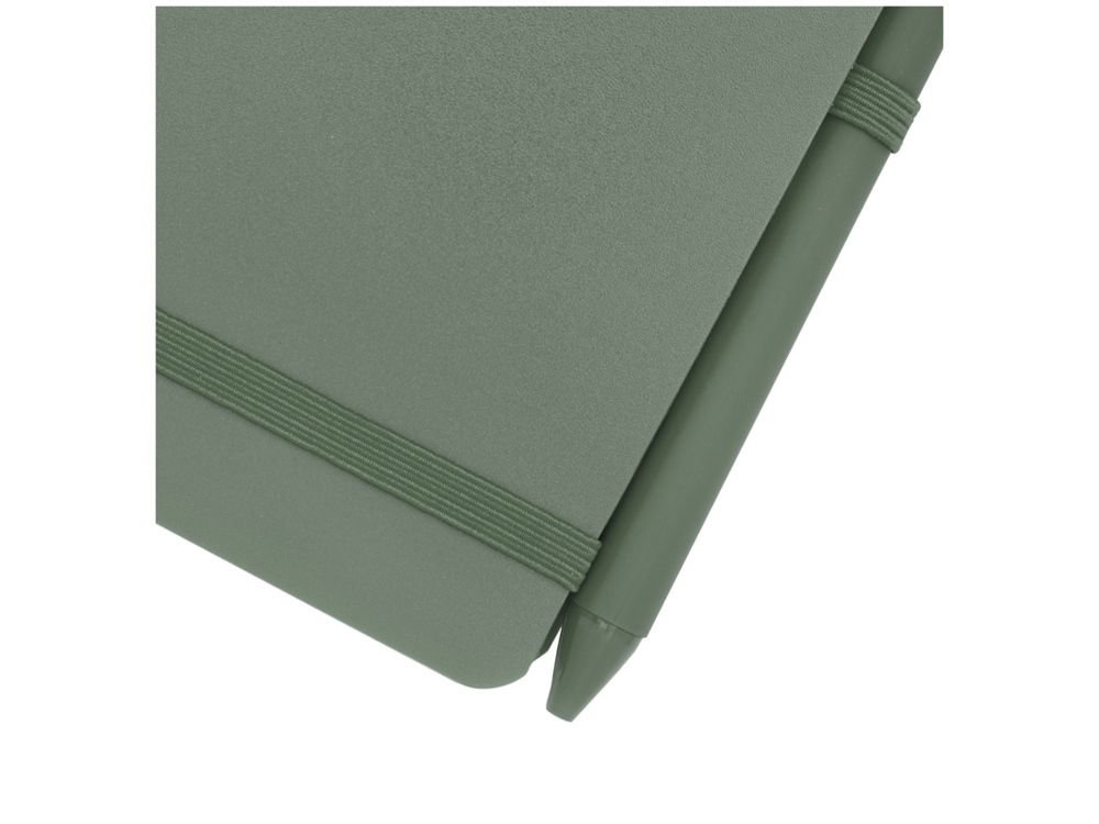 Блокнот Thalaasa формата А6 в твердой обложке из океанического пластика с шариковой ручкой - Зеленый яркий — изображение 5