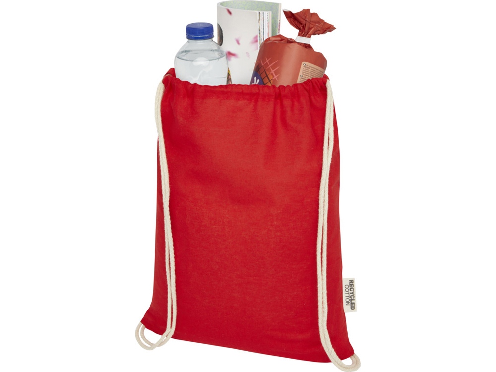 Oregon сумка-кисет из переработанного хлопка, сертифицированного согласно GRS, плотностью 140 г/м² - Красный — изображение 3