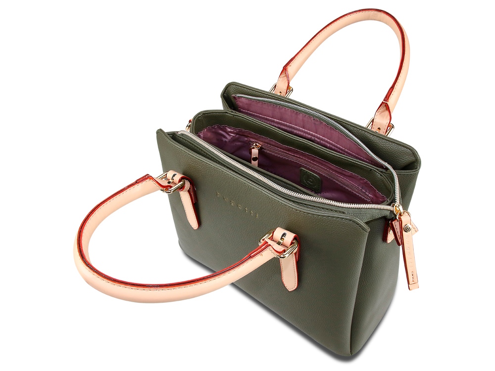 Сумка женская BUGATTI Ella, оливковая, полиуретан, 30х12х23 см — изображение 3